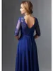 Royal Blue 2020 Matka panny młodej Suknie A-Line V-Neck Połowa Rękawy Szyfonowa Koronka Długie Eleganckie Groom Matka DSS Matka Sukienki na ślub