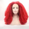 Kort kinky Curly Lace Frontal Wig Röd / Blond / Svart / Brun Färg Hög temperatur Fiber Syntetisk Lace Front Wig För Kvinnor Cosplay Party Hair