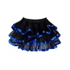 Increspature in rete nera con finiture in raso Donne adulte a 3 strati Pettiskirt Tutu Minigonna Vestiti per spettacoli di danza per feste Big Plus Size S-6XL Multi