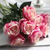 10 pcs/lot décor latex Real touch matériel Fleur Artificielle Rose Bouquet De Mariage Home Party Décoration Faux Soie unique tige Fleurs Floral