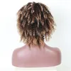 Blonde Afro Kinky Curly Wigs Colorful Ombre Lace Front Closure Wig 4x4 Short Human Hair Wigs With Baby Hair Cut Bob 1B427