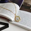 Women Necklaces 925 Sterling Silver Garland Pendant Necklace New Fashion White Gold Color Hollow Twist Geometric Circle Necklace