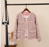 Frühling neue design frauen rosa farbe o-ansatz langarm tweed wollene kurze mantel jacke casacos plus größe S M L