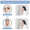 10X Magnification Makeup Mirror LED suction cup with gooseneck lengthened metal hose 360 Degree Rotation Compact Mirrors GGA2687