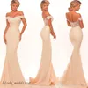 2019 Long Backless Bridesmaid Dress Mermaid Off Shoulder Lace Appliques Formal Maid of Honor Gown Plus Size Custom Made