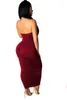 Sexy Strapless Bodycon Womens Dresses Irregular Ruched Long Dress Summer Fashion Casual Club Party Women Clothing255N