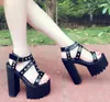 Chunky Heel Sandals Punk Buty Wysokie Obcasy Nit Platformy Sandały Kobiety Letnie Buty Sandalianie Romana Sandały damskie