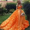 2020 Prom Dresses Off The Ramię Ręcznie Made Flowers Suknie Wieczorowe Arabski Abiti Da Cerimonia Szaty De Soire