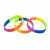 LGBT LESBIAN Rainbow Silicone Bracelets Gay Rubber Sports Wrist Band Wristlet Bracelet Wristband party favor T9I00441