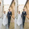 Pure White Aline V-neck Wedding Dress with Half Sleeves Bridal Wedding Dresses Cusstom Made Hot Sales