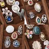 Gold And Silver Plated Gemstone Alloy Ring With Rhinestones Women Fashion Pearls Rings Micro Insert Mix Different Models9977735