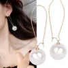 Boucle d'oreille en perles blanches, pendentif, long tempérament, mode féminine, bijoux simples, boucles d'oreilles pour femmes