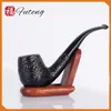 NEUE EBONY WOOD PIPE 15 cm gebogene schwarze Rauchpfeife handgefertigtes Tabak 9mm Filter Holzrohr1290150