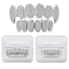 Hip Hop Grillz Glaring Zircon Micro Pave Dental Griglie Moda Uomo Donna Placcato oro 18 carati CZ Diamond Denti Brace