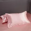 Christmas Solid Color Silk Pillow Cases Double Face Pillow Case Silk Satin Pillow Cover Bedding Supplies