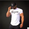 Mężczyźni Bieganie Jogging Listów Drukowane T Shirt Gym Fitness Bodybuilding Trening Training Krótki Rękaw Slim Koszulki Męskie Tees Topy Odzież