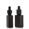 30 ml Black Frosted Glas Vloeistofreagens Pipet Druppelflessen Vierkante Essentiële Olie Parfum Fles Rook Oil E Vloeibare Flessen