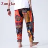 Zongke Pantaloni Harem alla caviglia Uomo Jogger Pantaloni sportivi in lino Pantaloni Hip Hop Pantaloni uomo Streetwear Joggers Pantaloni uomo Casual 2018 Y19073001