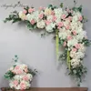 Flores decorativas grinaldas 1set 120 cm de estilo europeu DIY Decoração de cenário de casamento DIY Decoração artificial da parede de flor Arco de seda rosa peônia