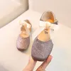 Children Princess Shoes student dance shoes for Girls High Heel Sandals Dress Purple Kids Leather Glitter Crystal Shoes Banquet