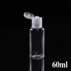 Flacone in plastica PET da 60 ml con tappo a scatto flacone trasparente di forma rotonda per gel disinfettante per le mani usa e getta struccante LX1846