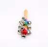 Stick de madeira Novo estilo Jingle Bells Rainbow Hand Shake Sound Bell Rattles Baby Educational Toy 18CM DA0966508669