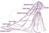 Véu de noiva romântico branco marfim mais barato em estoque longo comprimento de capela apliques veu de noiva longo 3 m véu de casamento renda purfle wi320f