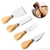 Kaas mes set eiken handvat mes vork schop kit raters bakken kaas pizza slicer cutter set