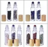 Essential Oil Diffuser 10 ml Clear Glass Roll på parfymflaskor med krossad Natural Crystal Quartz Stonecrystal Roller Ball Wood5473591