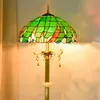 Lampe sur pied en laiton E27, luminaire décoratif d'intérieur, en verre teinté Tiffany, style nordique rétro, en jade, pour Villa, hôtel, chambre à coucher, TF080