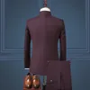 3 stück Männer Anzug Chinesischen Stil Stehkragen Anzug Männlichen Hochzeit Bräutigam Slim Fit Plus Größe 4XL Blazer Set Smoking (jacke + Hose + Weste)