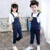 Kids Denim Overaller för Tonåringar 4-13 år Spring Denim Dungarees Girls Pocket Jumpsuit Children Boys Byxor Barnens jeans