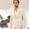 Elfenbeinfarbene Herrenanzüge für Strandhochzeit, Smoking, Bräutigamkleidung, 3-teilig (Jacke + Hose + Weste), schmale Passform, lässiger Bräutigamanzug, Herren-Blazer