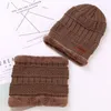 Beanie Hat Sciarpa Set Cappelli lavorati a maglia Cappello invernale addensato caldo per uomo e donna Berretti lavorati a maglia in cotone unisex ZZA848