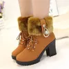 Hot Sale-winter women boots new solid color plus velvet warm women's riding boots with non-slip high-heeled round head women shoes 35-41