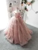 Luksusowe Little Princess Girls Pagews Suknie Koronki 3D Kwiatowe Koraliki Klejnot Neck Koronki Kwiat Dziewczyna Dress Na Wedding Party Suknie BC2691