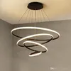 Lampade a sospensione a LED moderne in alluminio a cerchio per camera da letto Soggiorno Sala da pranzo Cucina Minimalista Bianco Nero Caffè Corpo dorato