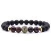 Natural Stone Agate Tiger Eye Bead Link Gold Metal Charm Bracelet for Men and Women