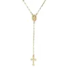 New Cross Rosary Necklace For Women Virgin Mary Virgin Religious Jesus Crucifix Pendant Gold Rose Gold chains Jewelry