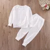 Yepyeni yürümeye başlayan bebek çocuklar 2pcs kız payetler gül kıyafetleri kıyafetler tişört uzun pantolon seti eşofman seti gündelik set 2-7y