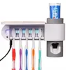 Envío Gratis nuevo dispensador automático de pasta de dientes con lámpara ultravioleta de desinfección, soporte para cepillo de dientes juegos de baño blanco