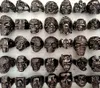 30 pcs Big Head Design Mixte Hommes Noir ou Gris Foncé Crâne Anneaux Squelette Gothique Punk Rocker Cool Fantôme Anneaux Unique Vintage Rétro Bijoux