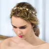 Vendita calda delicato oro perla gioielli fascia tiara accessori per capelli da sposa vite fasce per donne copricapo da sposa floreale fatto a mano