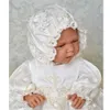 새로운 아기 유아 드레스 화이트 아이보리 아기 소녀 Christening 가운 레이스 얇은 긴 침례 드레스 머리띠 유아 가운