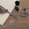 1 ensemble de stylo à plume de calligraphie anglaise, ensemble d'encre d'écriture, coffret cadeau de papeterie avec 5 plumes, cadeau de mariage rouge, 7985492