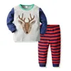 Jungen Mädchen Weihnachten Pyjamas 2020 Kinder neue Jahr Cartoon Weihnachtsmann Elk Langarm Tops + Streifen 2pcs scherzt Sätze Anzüge Kleidung B1