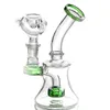 Bong d'acqua in vetro verde e nero bong piegati a collo piegata con tubi dell'acqua di vetro con ciotola da 14 mm di altezza 6,3 pollici di altezza