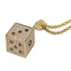 Nouvelle mode 18K or hommes noir et blanc cubique zircone Cube dés chaîne collier concepteur Hip Hop rappeur bijoux de luxe cadeaux pour garçons