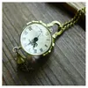 Hela marknadsföring Retro Vintage Bronze Quartz Ball Glass Pocket Watch Necklace Chain Steampunk Jun 1181E