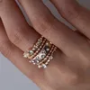 Nova Moda Rose Gold Rings Stackable Ring 5 Ornamento Sparkly Impecável Anéis Brilhantes Jóias Lindo Jóias Aneis Profissional Anels